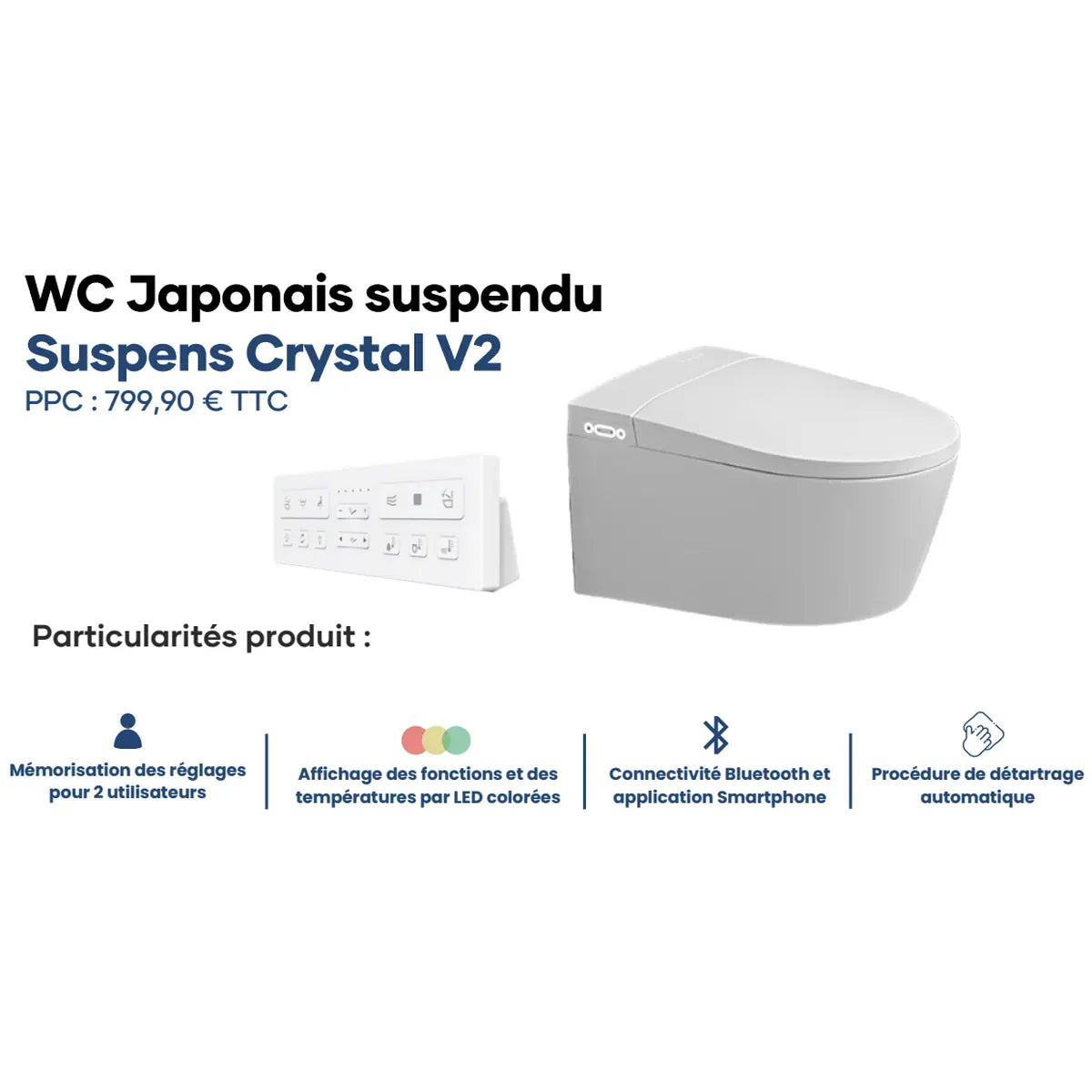 Wc japonais suspendu TopToilet Suspens Crystal V2